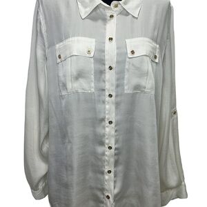 Chaus White Casual Button Down Shirt Size XL